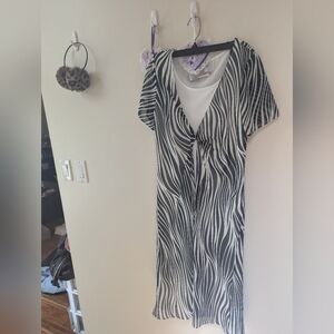 Y2K Black and White Zebra Print Dress